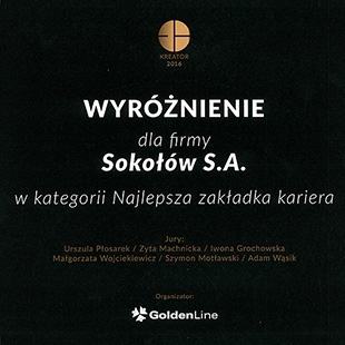 Honourable mention for Sokołów S.A. — Kreator 2016